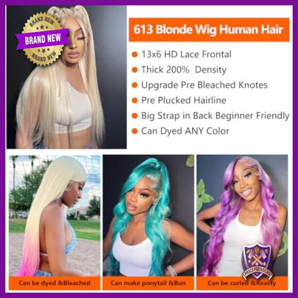38 Inch Human Hair Wig HD Lace Front Pre Plucked Straight Glueless